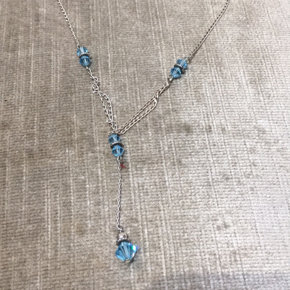 Sterling silver and blue crystal necklace